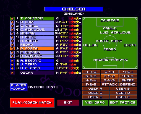 See all the players stats and the different tactics