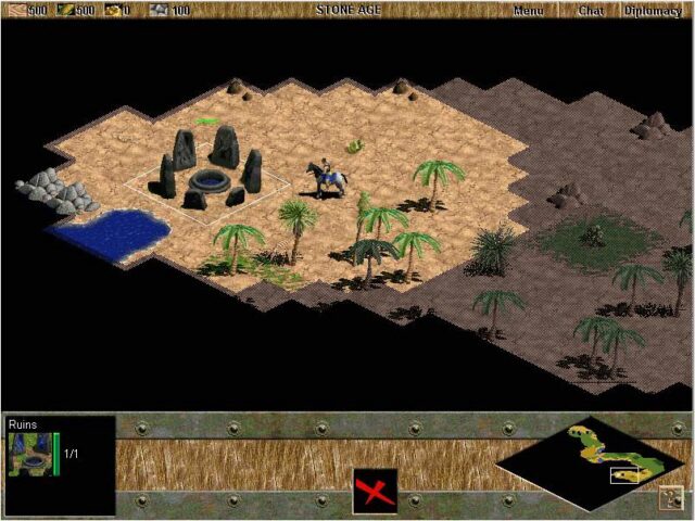 Exploring a new map in Age of Empires (1997)