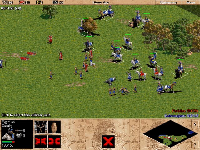 A battle in Age of Empires (1997)