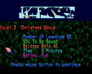 Xmas Lemmings 1991 Amiga screenshot