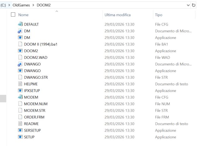 Il contenuto della cartella di Doom2