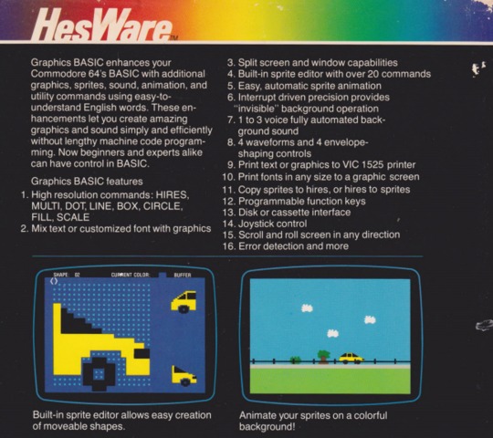 Graphics BASIC (1983) added graphics commands to the C64 Basic