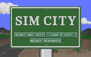 The opening screen of Sim City (Amiga version)
