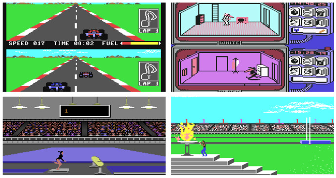 Pitstop II, Spy vs Spy and Summer Games on the Commodore 64