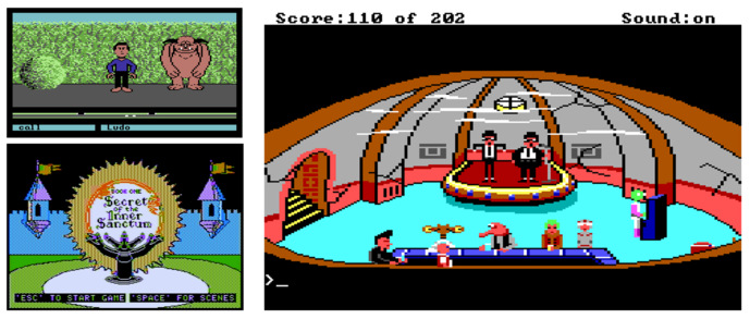 Labyrinth (C64), Might & Magic (Apple II) and Space Quest (PC)