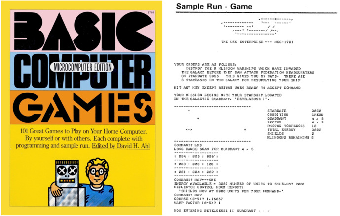 The book BASIC COMPUTER GAMES with Super Star Trek