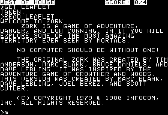 Zork: The Great Underground Empire (TRS-80, 1980)