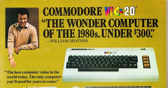 William Shatner (il capitano Kirk) che promuove il Vic-20