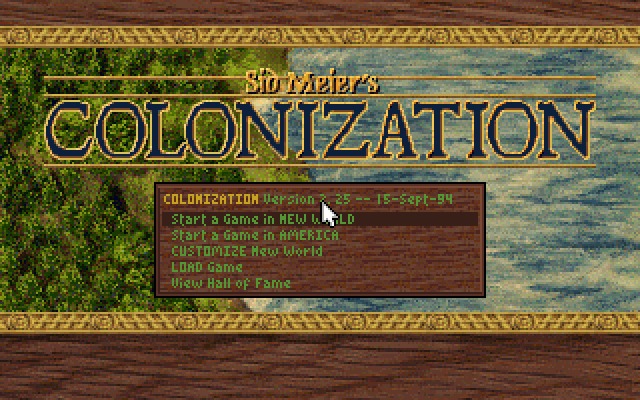 Sid Meiers Colonization Main Menu