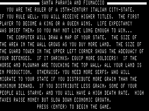 Intro of the game in the TRS-80 version