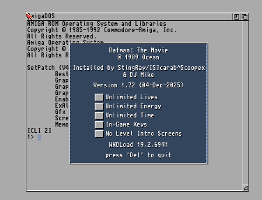 WHDLoad Launch Screen for Batman