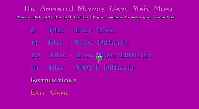 Animated Memory Game - DOS