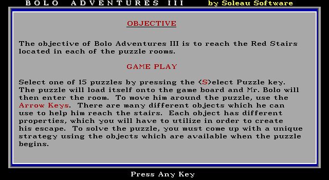 Bolo Adventures III - DOS
