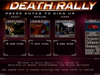 Death Rally DOS screenshot