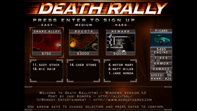 Death Rally - Windows version
