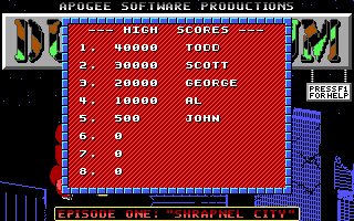 Duke Nukem: Episode 1 - Shrapnel City DOS screenshot
