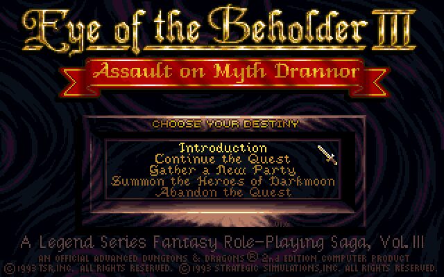 Eye of the Beholder III: Assault on Myth Drannor - DOS