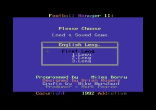 Football Manager 3 Commodore 64 screenshot