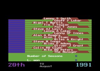Football Manager 3 Commodore 64 screenshot