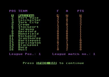 Football Manager - Commodore 64