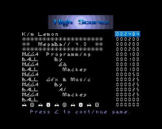 Megaball Amiga screenshot