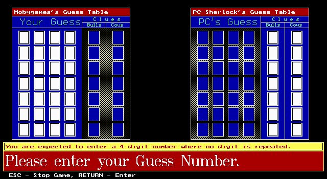 PC-Sherlock: A Game of Logic & Deduction - DOS