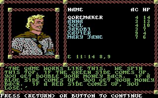Pool of Radiance Commodore 64 screenshot