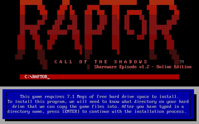 Raptor: Call of the Shadows - DOS