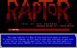 Raptor: Call of the Shadows DOS screenshot