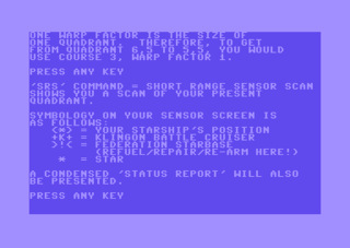 Super Star Trek Commodore 64 screenshot