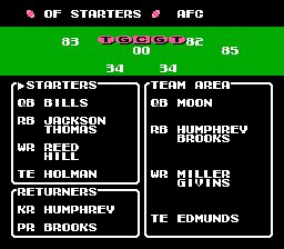 Tecmo Super Bowl NES screenshot